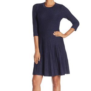 Nanette lepore Pleated Fit & Flare Sweater Dress